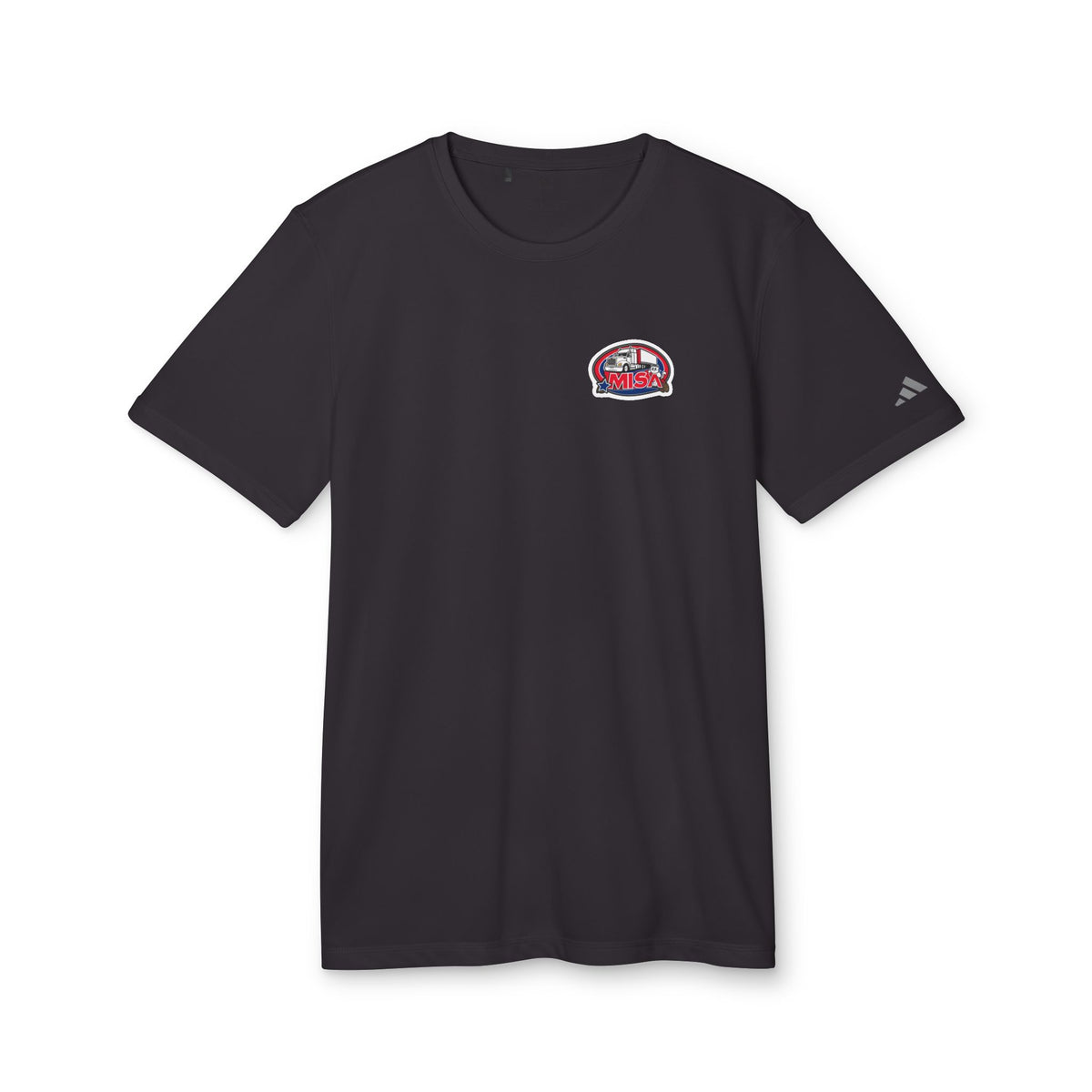 Black Heather Adidas unisex graphic sport T-shirt with humorous print, ideal for casual outings and everyday wear.