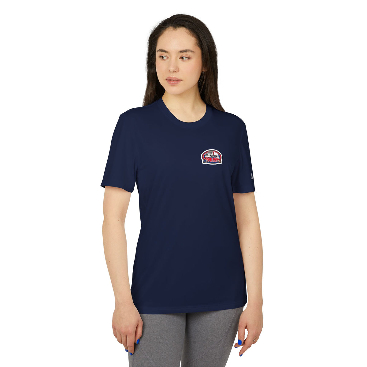 Black Heather Adidas unisex graphic sport T-shirt with humorous design, ideal for casual outings and everyday wear.