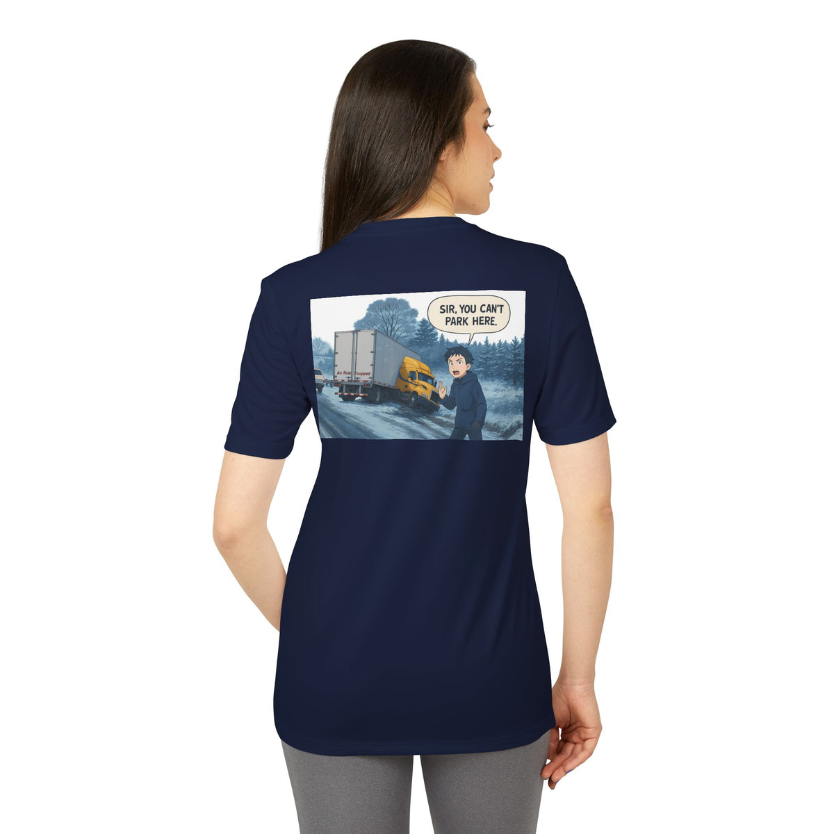Black Heather Adidas unisex graphic sport T-shirt with humorous design, ideal for casual outings and everyday wear.