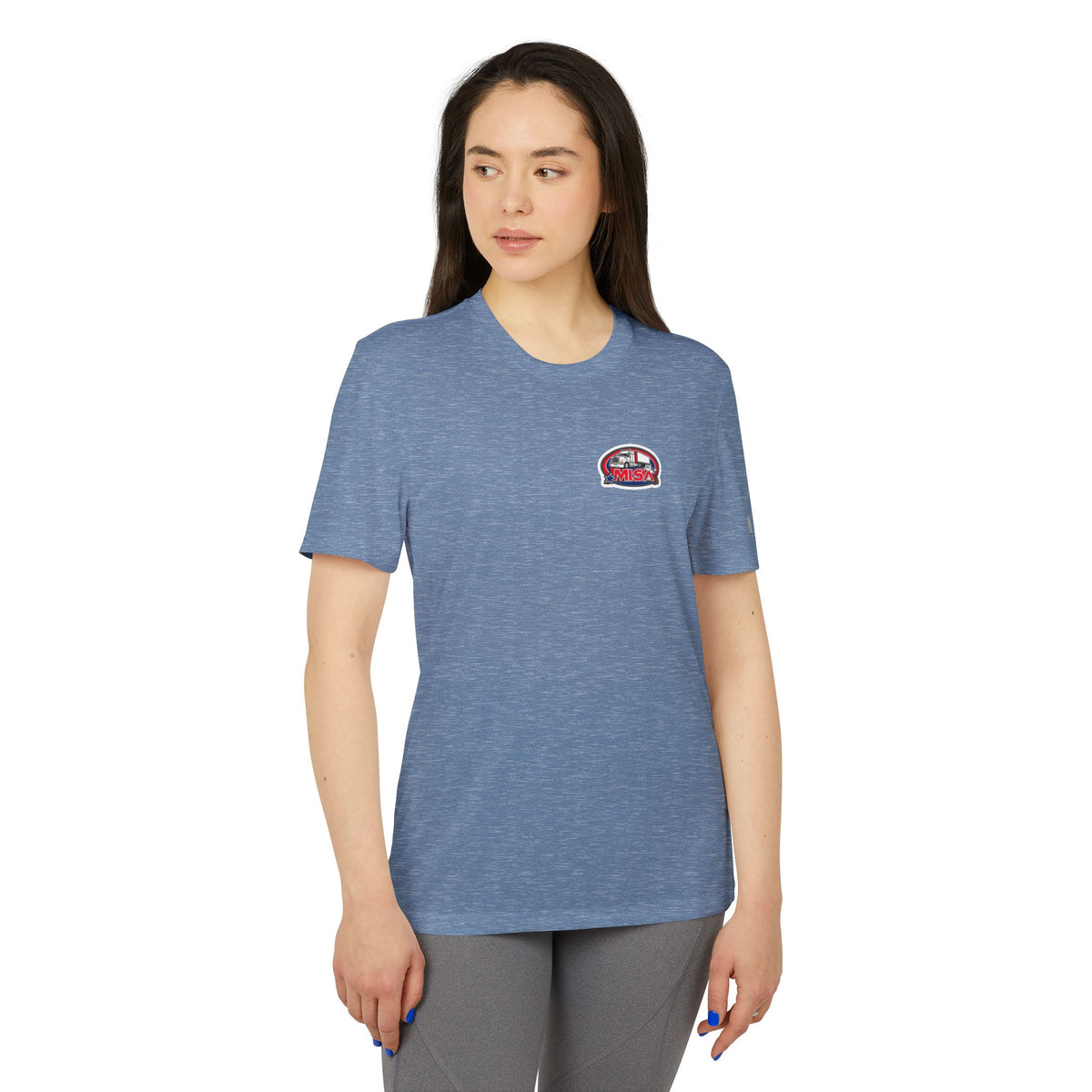 Black Heather Adidas unisex graphic sport T-shirt with humorous print, ideal for casual outings and everyday wear.