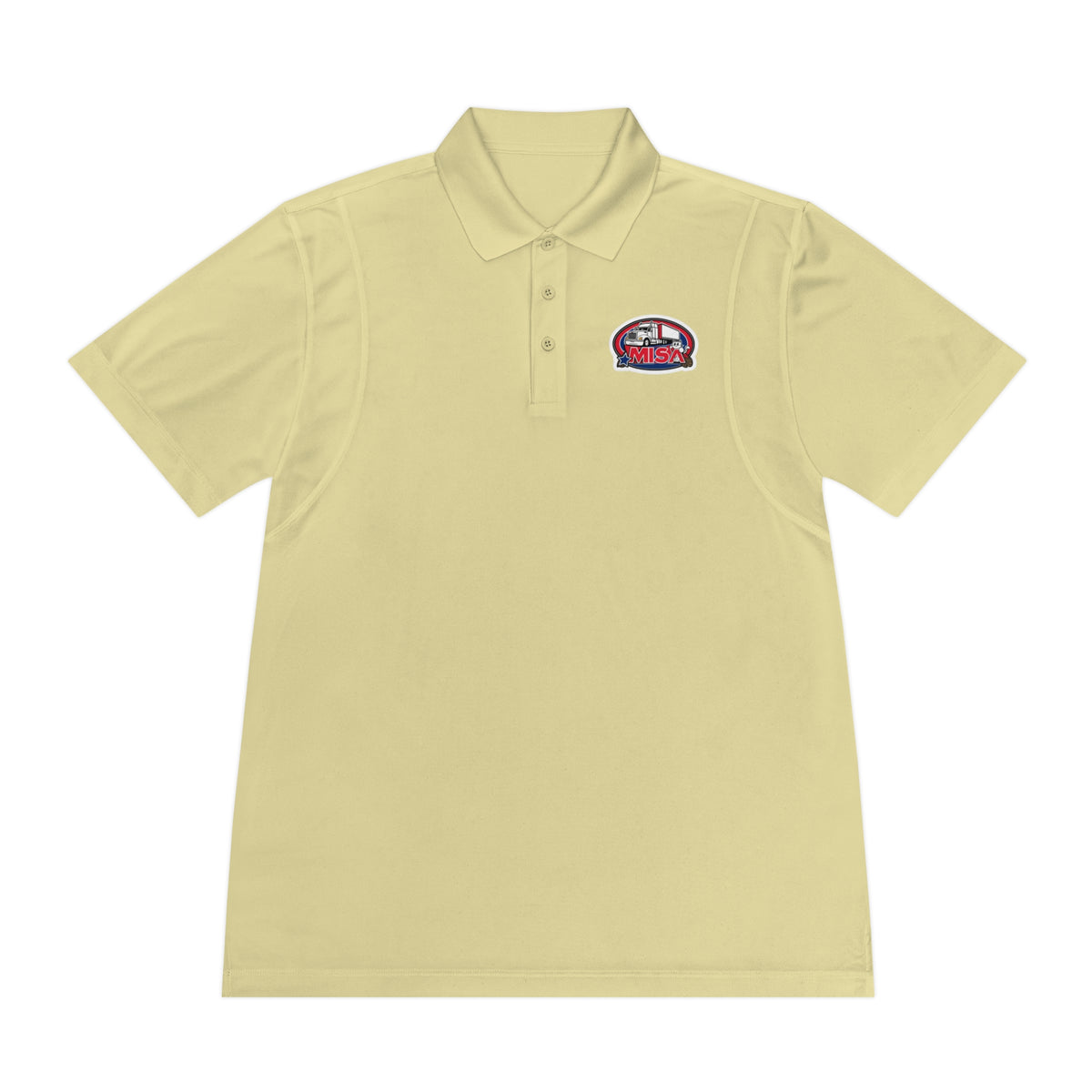 Black men's sport polo shirt with humorous cartoon design, casual T-shirt style by Printify.