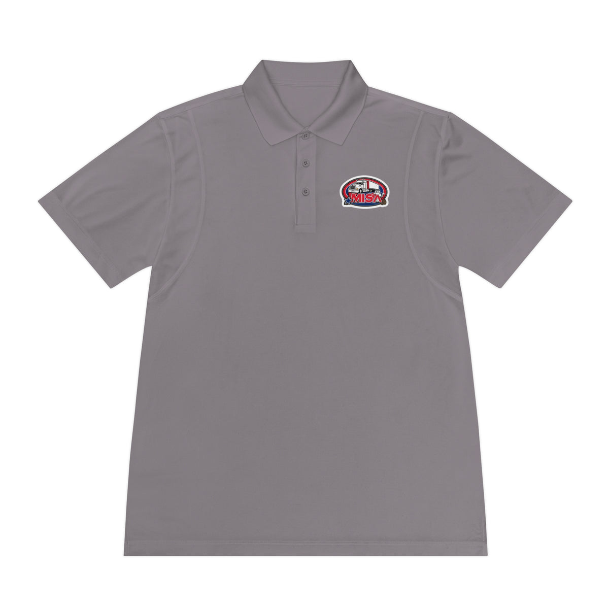 Black men's sport polo shirt with humorous cartoon design, casual T-shirt by Printify showing playful graphic on front.