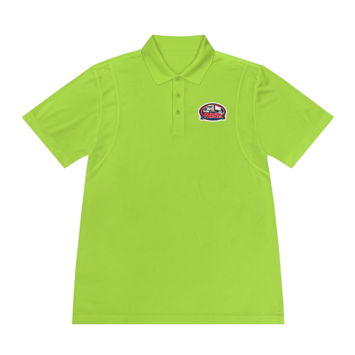Black men's sport polo shirt by Printify featuring a humorous cartoon design, ideal for casual wear.