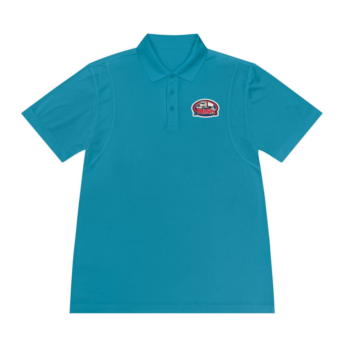 Black men's sport polo shirt by Printify featuring a humorous cartoon design for casual wear.