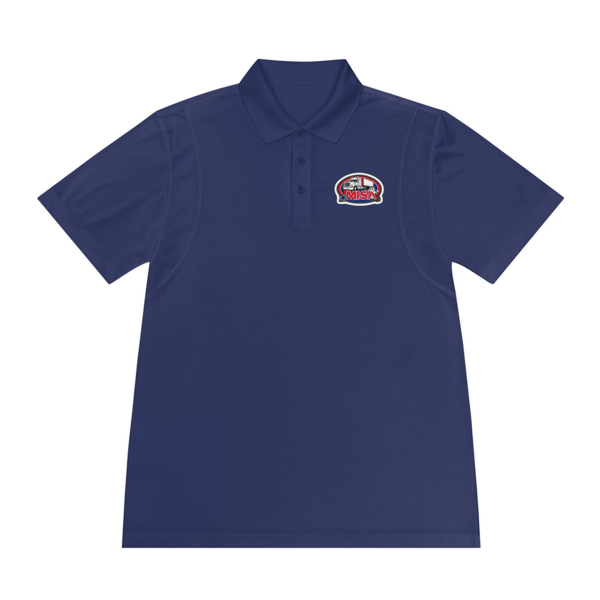 Black men's sport polo shirt by Printify featuring a humorous cartoon design, casual wear T-shirt for everyday style.