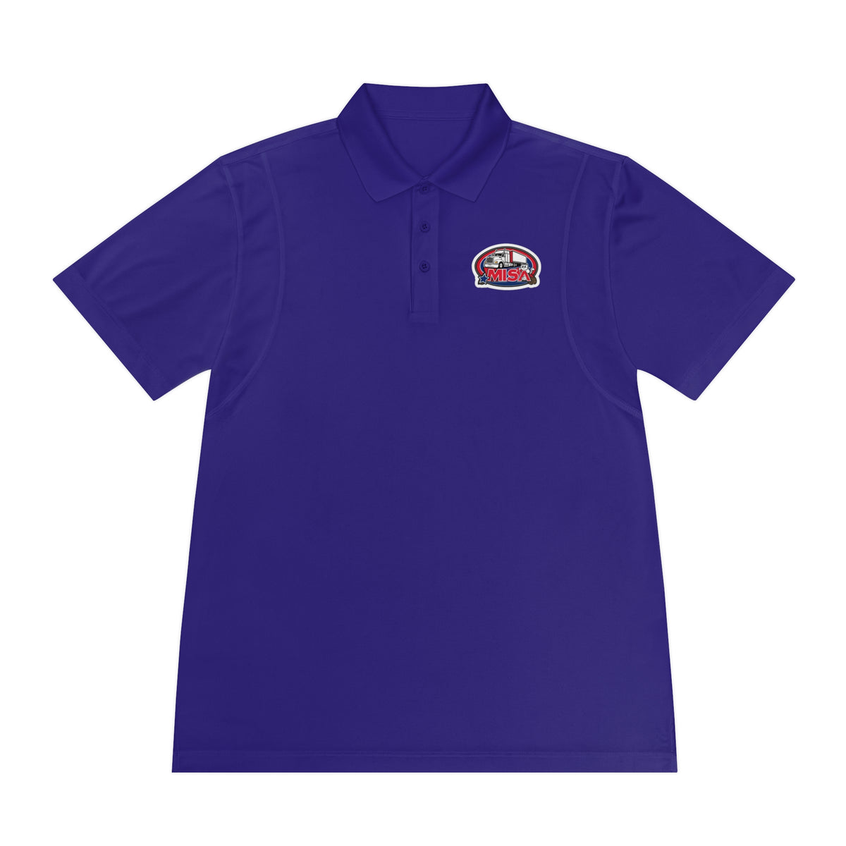 Black men's sport polo shirt by Printify featuring a humorous cartoon design, ideal for casual wear.