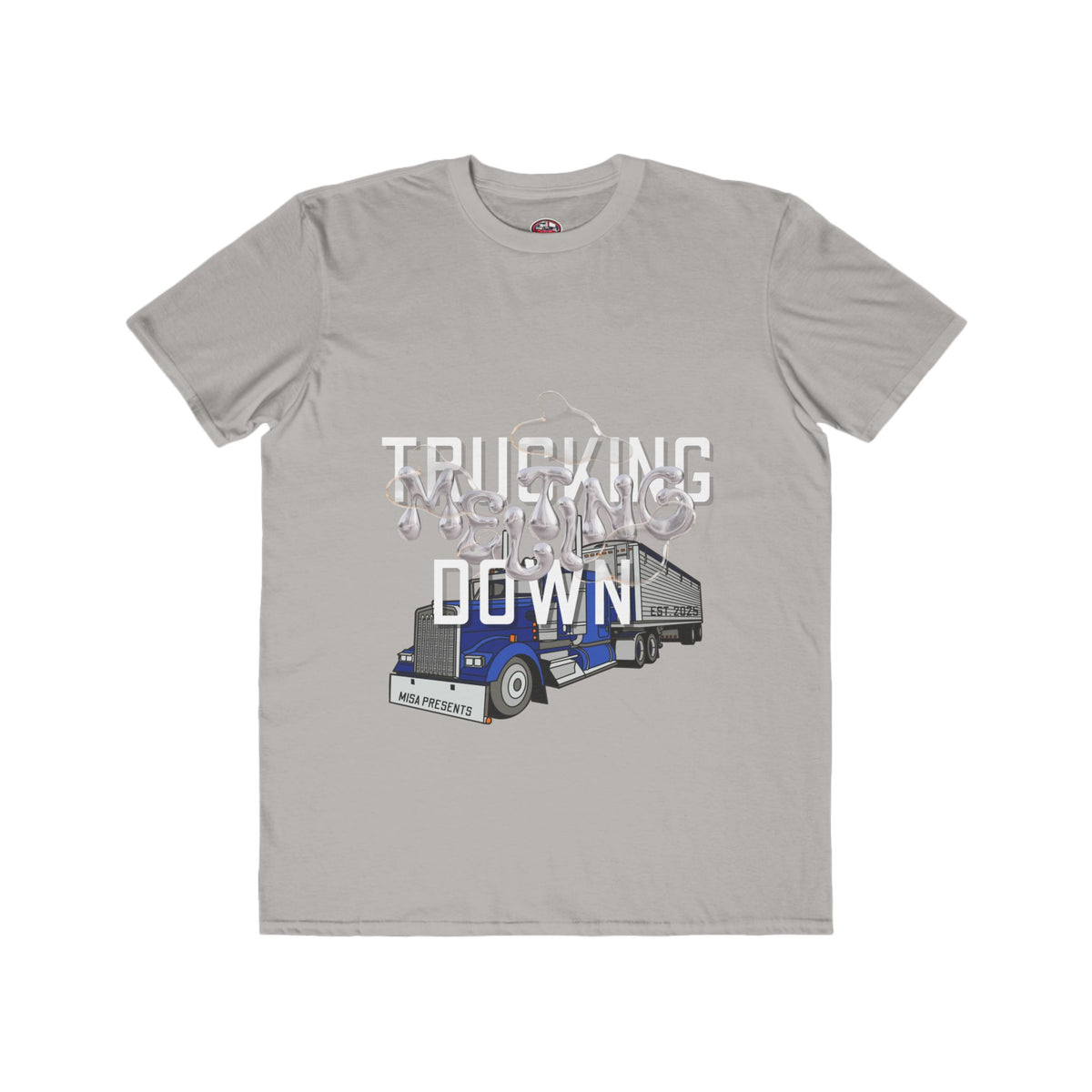 Black men's trucking T-shirt with "Melt Down" graphic, stylish casual tee for truckers and freight professionals by Printify.