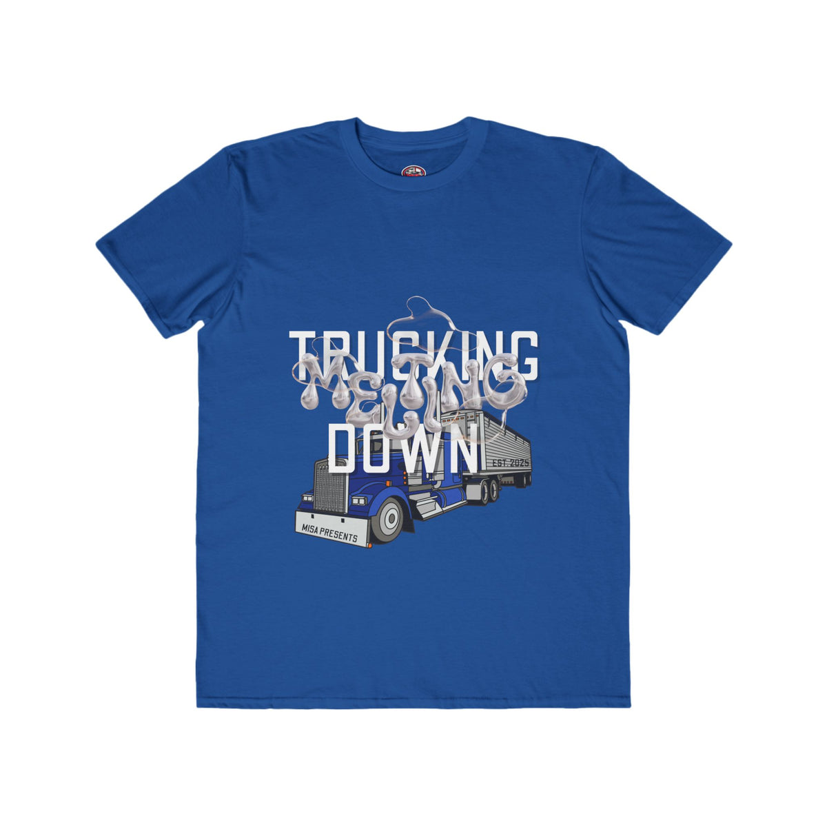 Black men's fashion T-shirt by Printify featuring trucking melt down design, ideal for truckers and freight professionals.