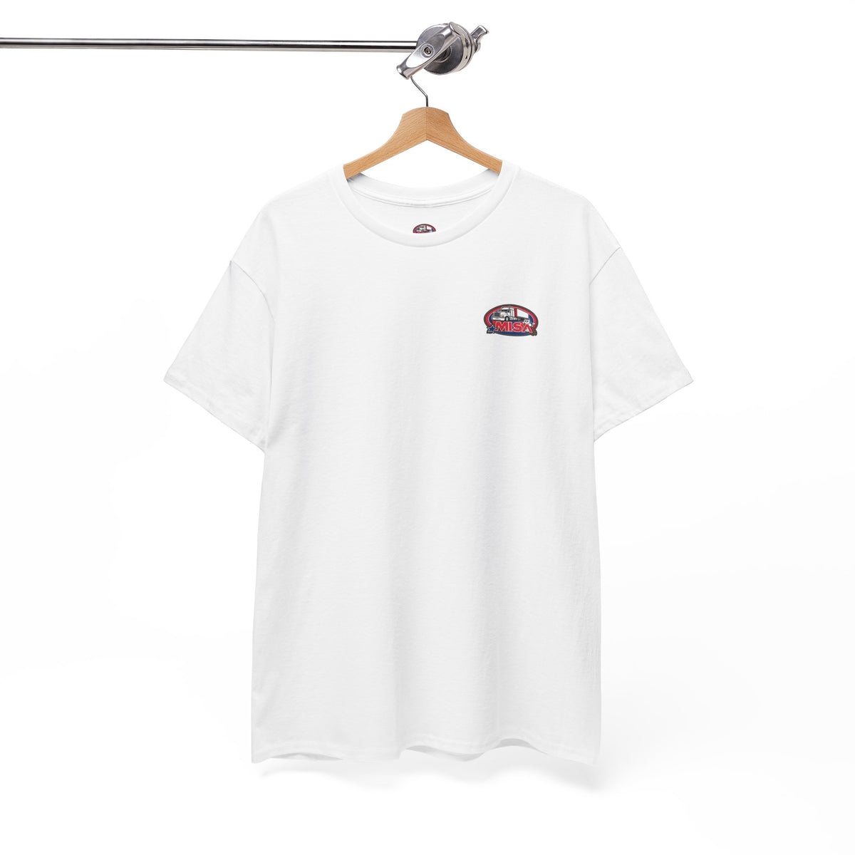 Unisex heavy cotton T-shirt with humorous "Sir, You Can't Park Here!" print in black text on a light-colored background.