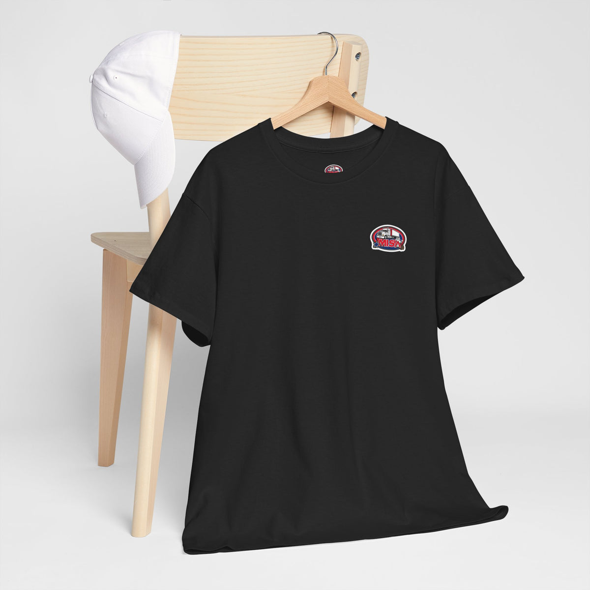 Unisex heavy cotton T-shirt with humorous "Sir, You Can't Park Here!" print, designed by Printify in cornsilk color.