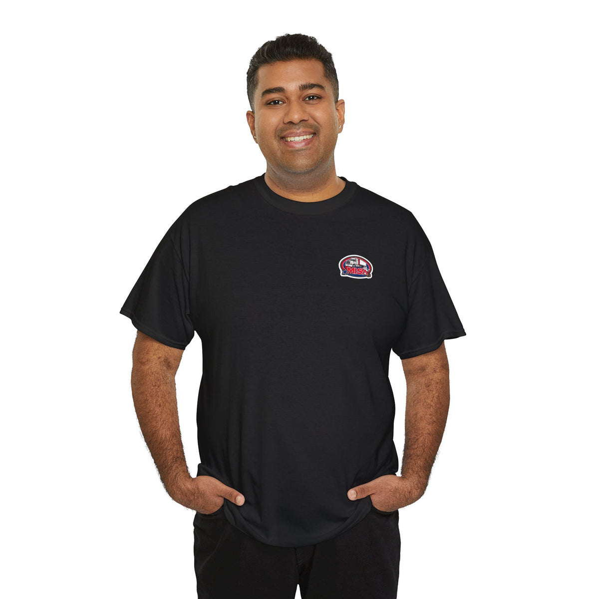 Funny unisex heavy cotton T-shirt with "Sir, You Can't Park Here!" slogan, featuring a casual fit and humorous design.