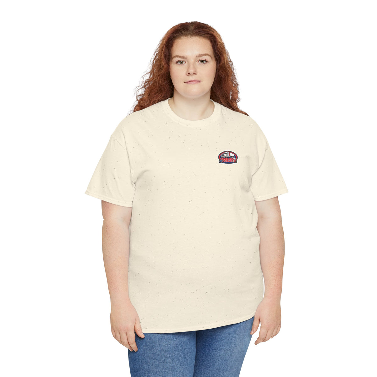 Unisex heavy cotton T-shirt with humorous "Sir, You Can't Park Here!" slogan, in corn silk color, by Printify.