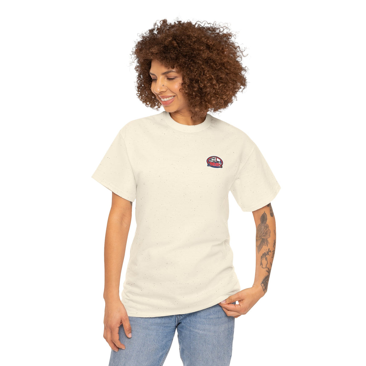 Funny unisex heavy cotton T-shirt by Printify featuring the "Sir, You Can't Park Here!" design in corn silk color.