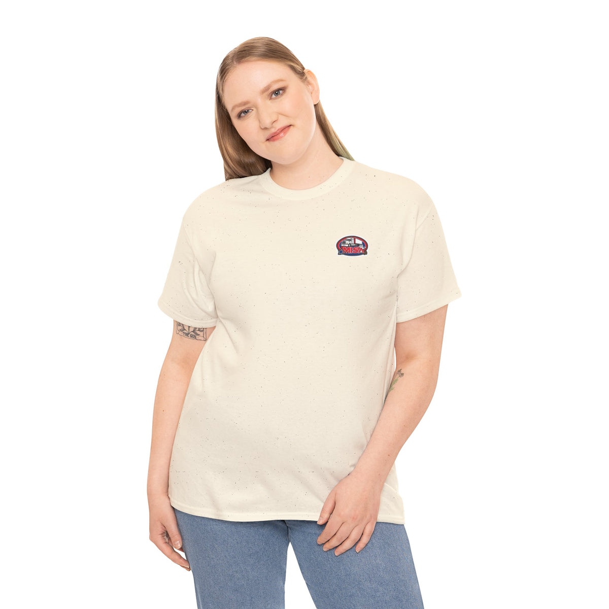 Unisex heavy cotton T-shirt with humorous "Sir, You Can't Park Here!" print, in corn silk color, by Printify.