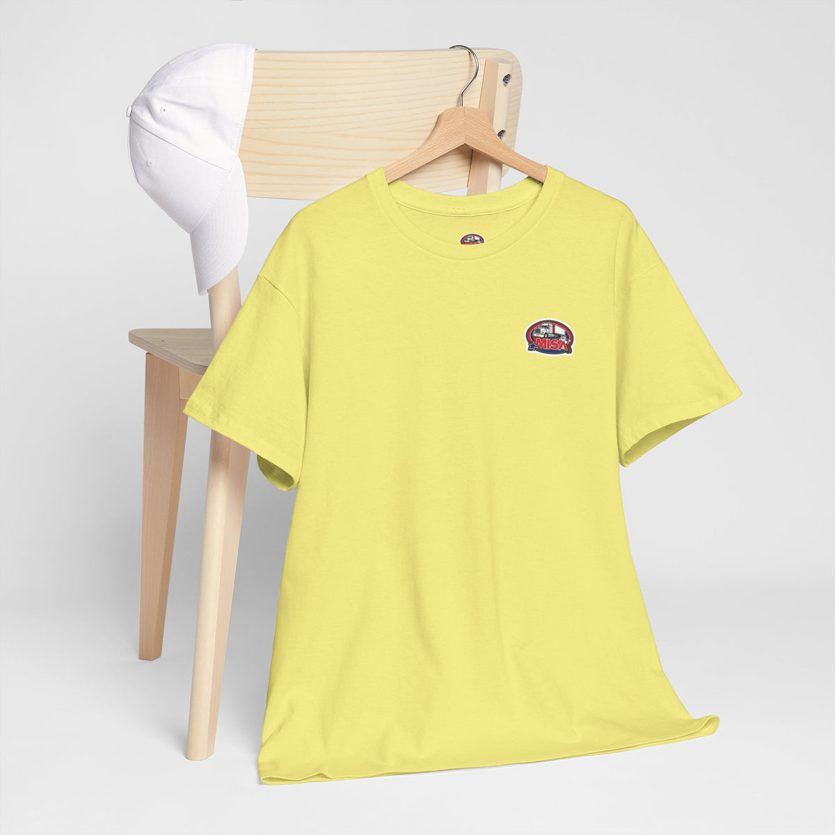 Unisex heavy cotton T-shirt with humorous "Sir, You Can't Park Here!" print, in cornsilk color, by Printify.