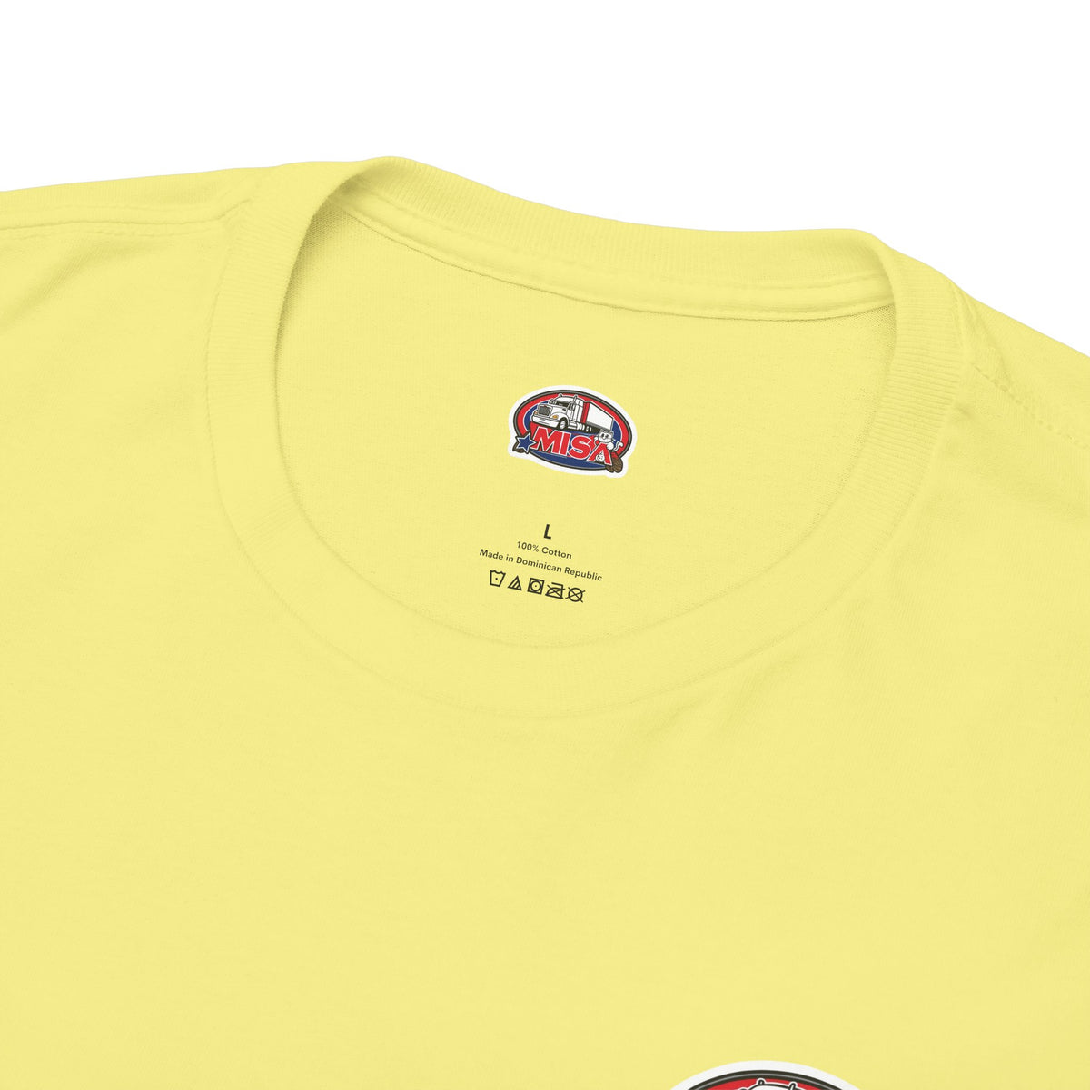 Funny unisex heavy cotton T-shirt with "Sir, You Can't Park Here!" slogan, by Printify, in cornsilk color.