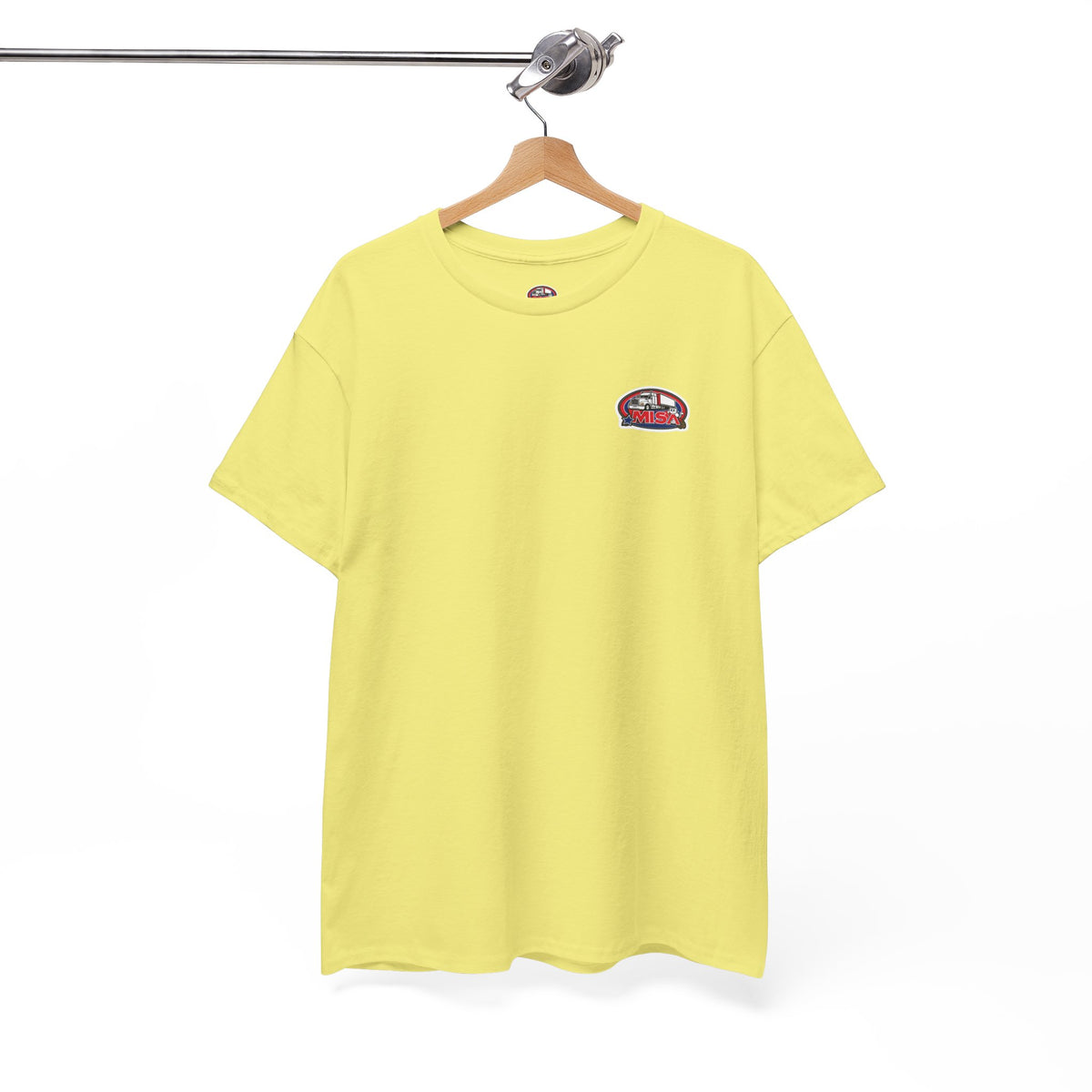 Unisex heavy cotton T-shirt with humorous "Sir, You Can't Park Here!" print, in Cornsilk color, by Printify.