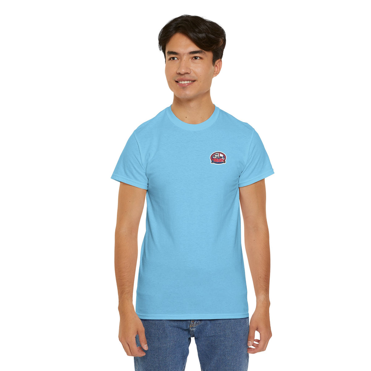 Unisex heavy cotton T-shirt with humorous "Sir, You Can't Park Here!" print in corn silk color, by Printify.