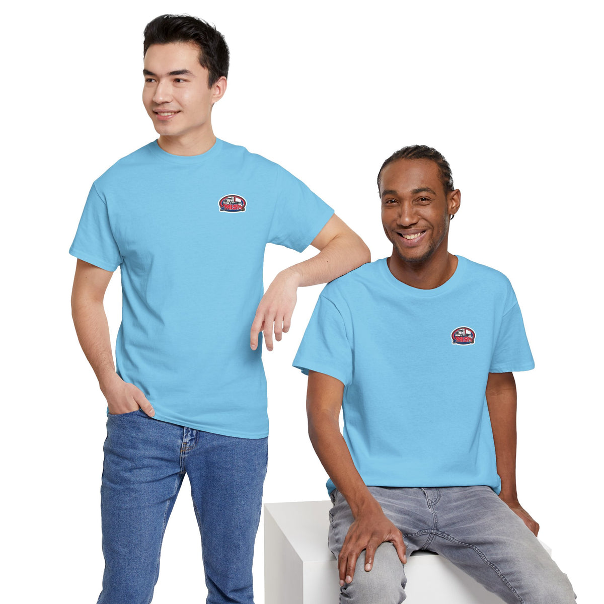 Funny unisex heavy cotton T-shirt with "Sir, You Can't Park Here!" text, featuring a casual fit and printed by Printify.
