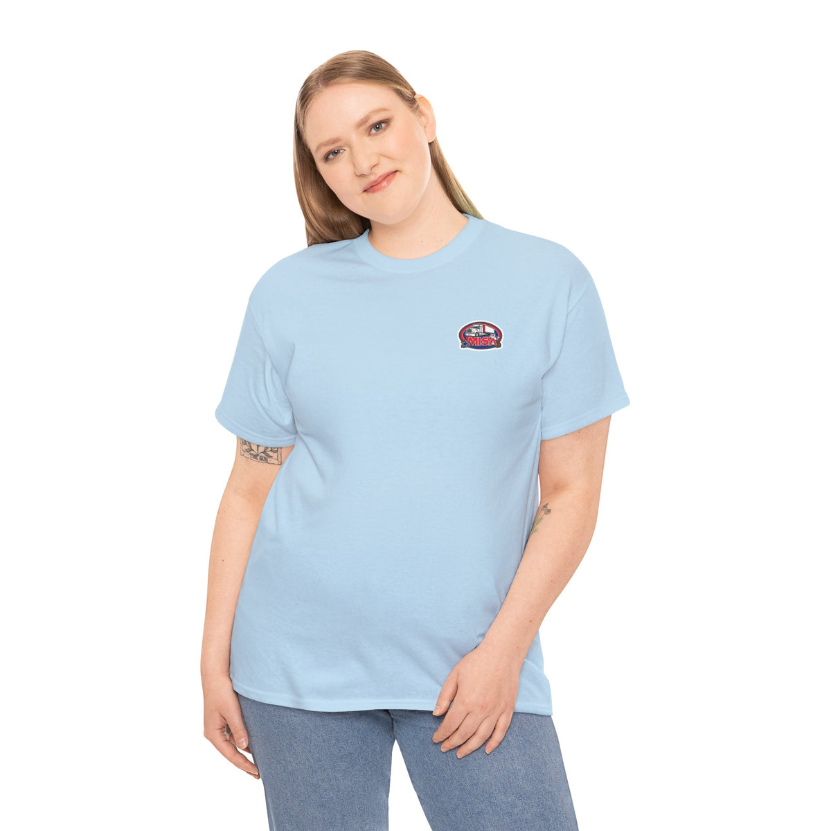 Funny unisex heavy cotton T-shirt by Printify with "Sir, You Can't Park Here!" slogan on a cornsilk background.