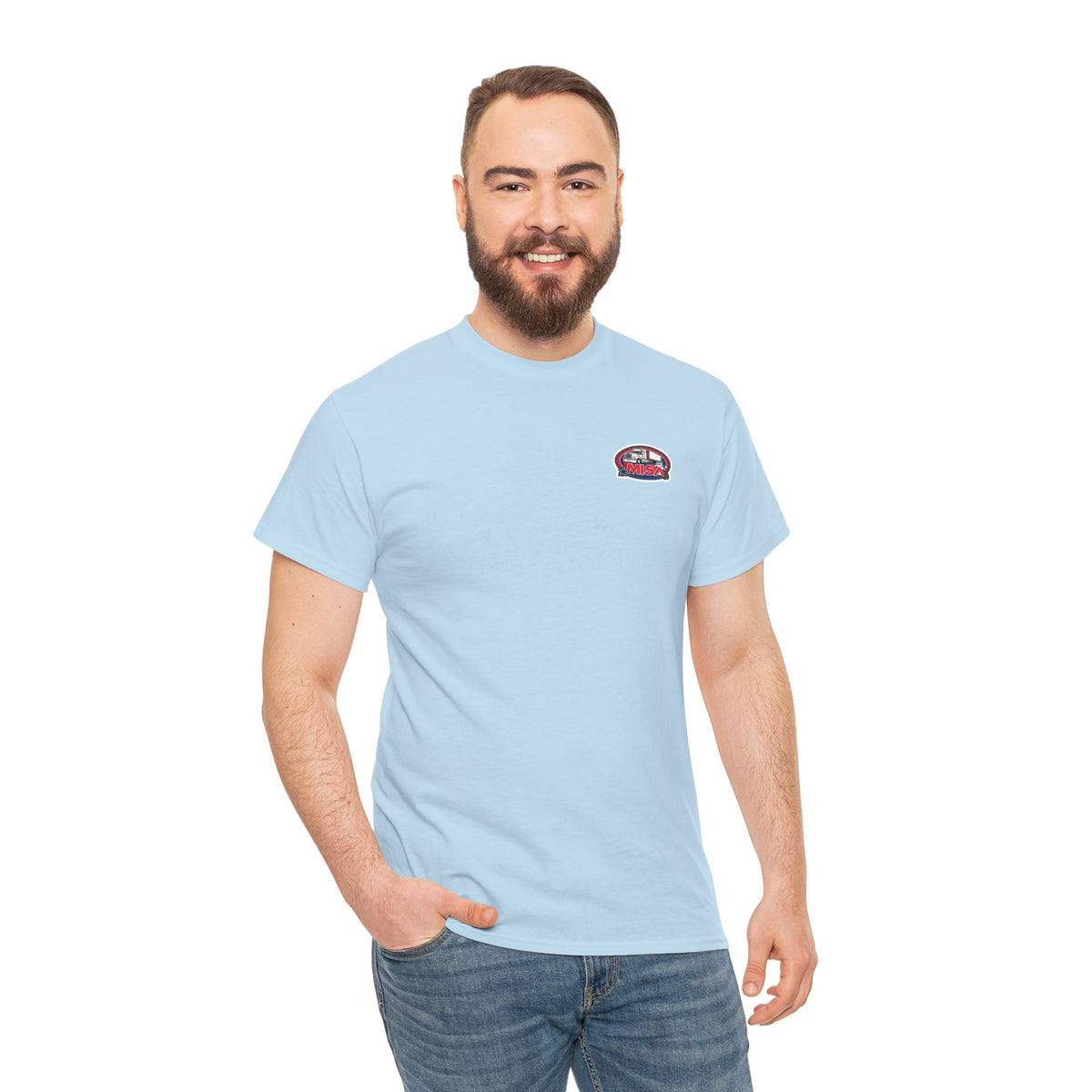 Funny unisex heavy cotton T-shirt with "Sir, You Can't Park Here!" slogan, in cornsilk color, from Printify.