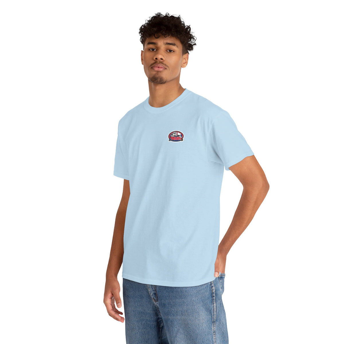 Funny unisex heavy cotton T-shirt with "Sir, You Can't Park Here!" print, by Printify, in cornsilk color.
