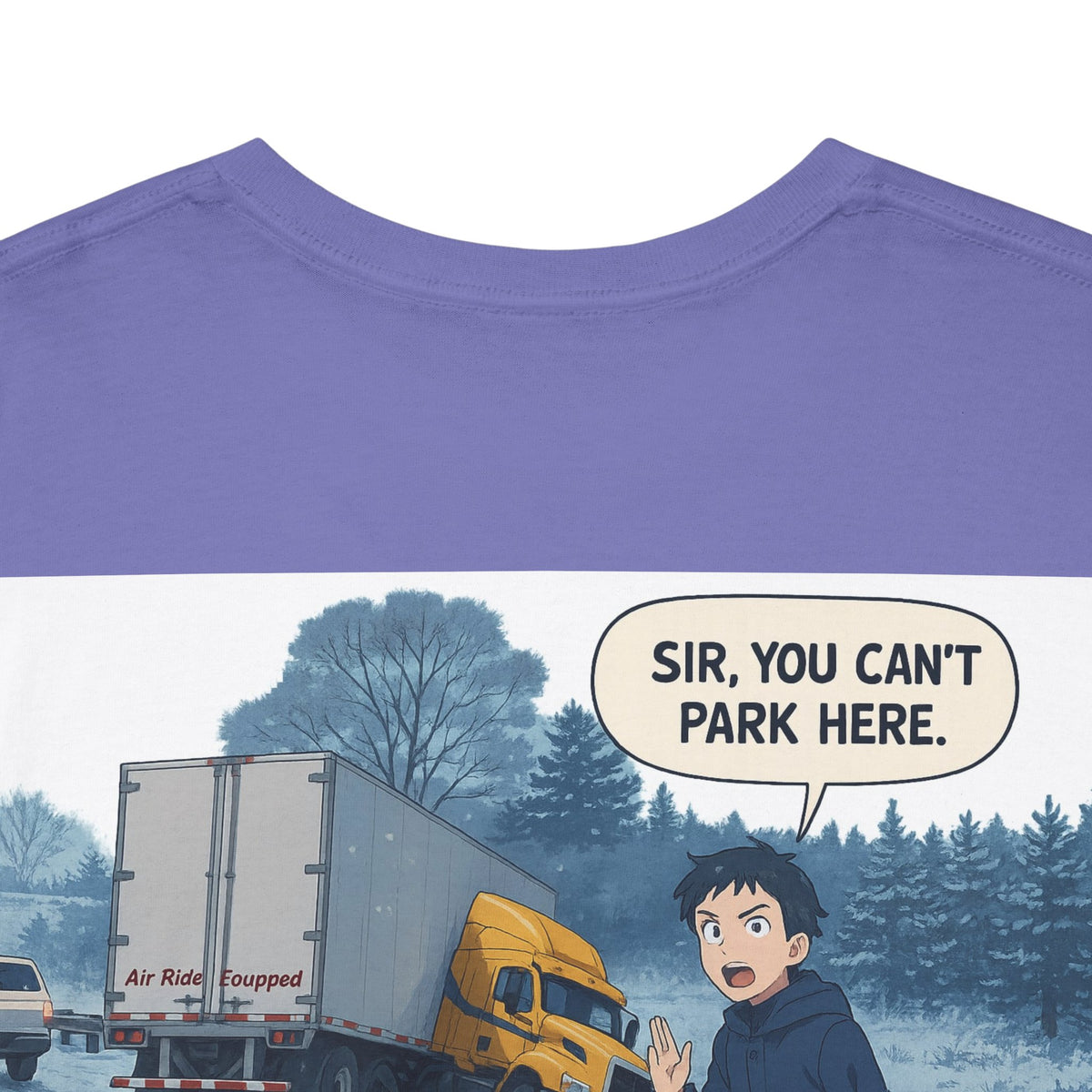 Unisex heavy cotton T-shirt with humorous "Sir, You Can't Park Here!" print, in cornsilk color, by Printify.