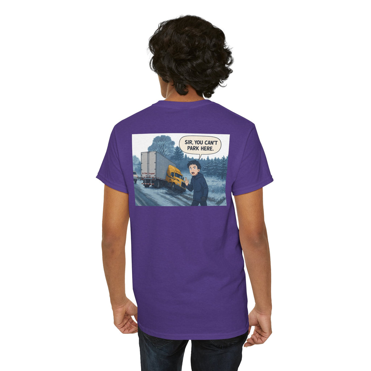 Funny unisex heavy cotton T-shirt with "Sir, You Can't Park Here!" print, in cornsilk color, by Printify.
