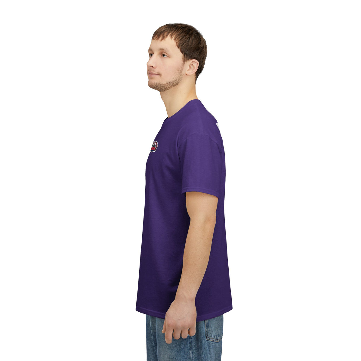 Unisex heavy cotton T-shirt with humorous "Sir, You Can't Park Here!" print in black text on corn silk fabric.