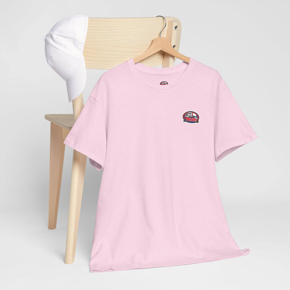 Unisex heavy cotton T-shirt with humorous "Sir, You Can't Park Here!" print in Cornsilk color, by Printify.