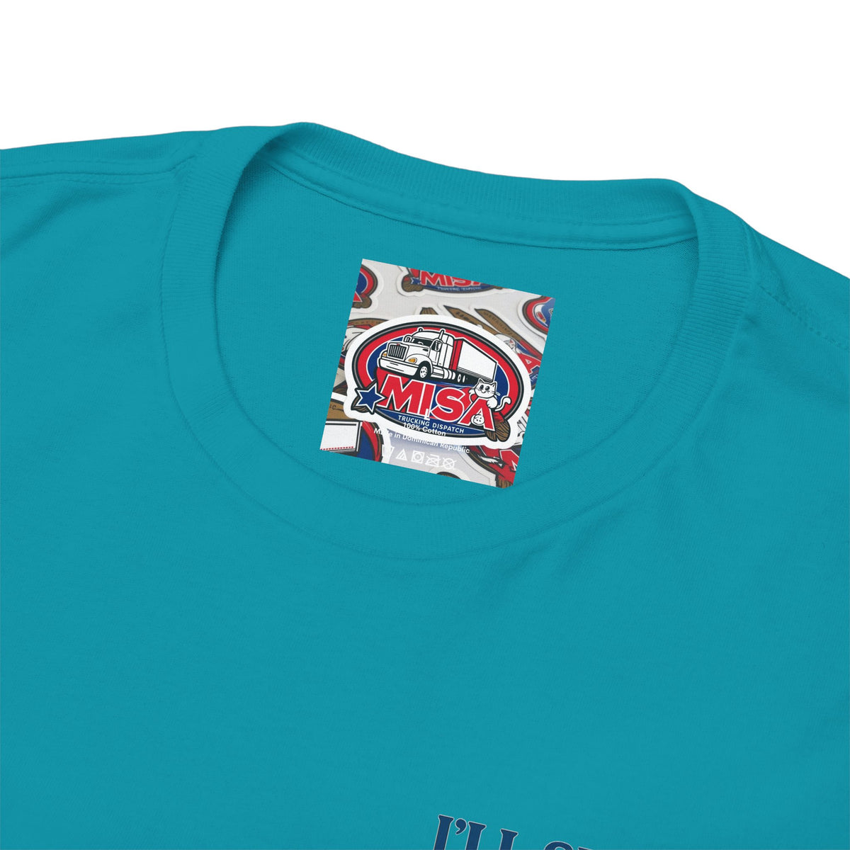 Light blue unisex cotton T-shirt with "I'll Sleep When I'm Done Trucking" print, from Printify.