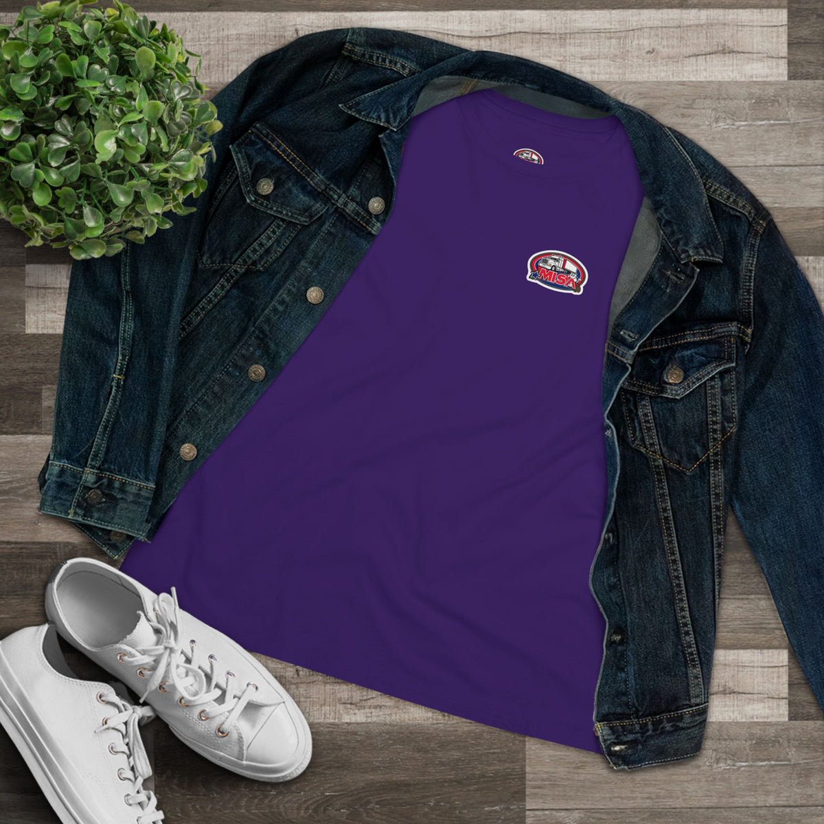Patriotic women's cotton T-shirt with "We Drive America's Economy" slogan, featuring a patriotic design by Printify.