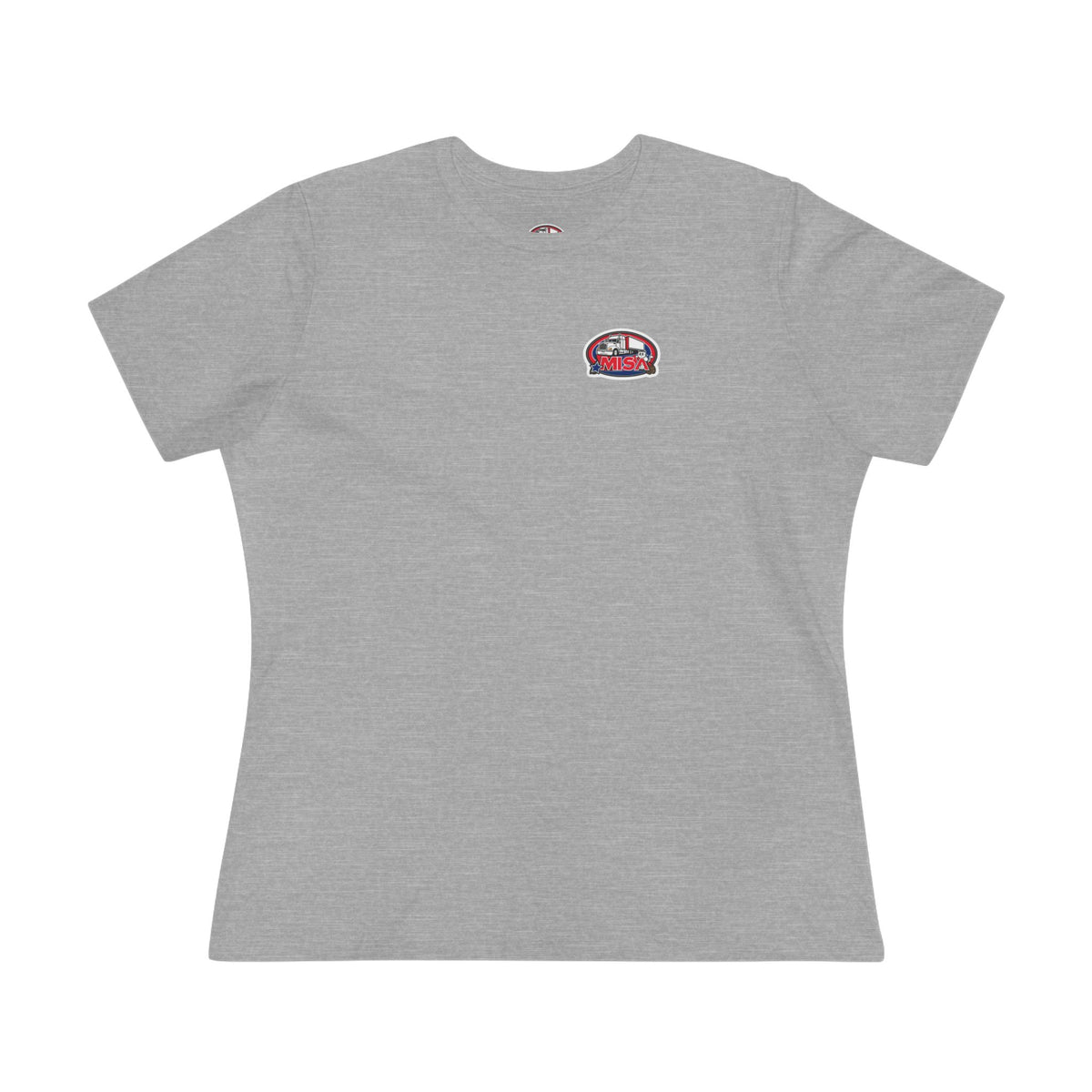 Women's cotton T-shirt with "We Drive America's Economy" graphic, athletic Heather style, by Printify.