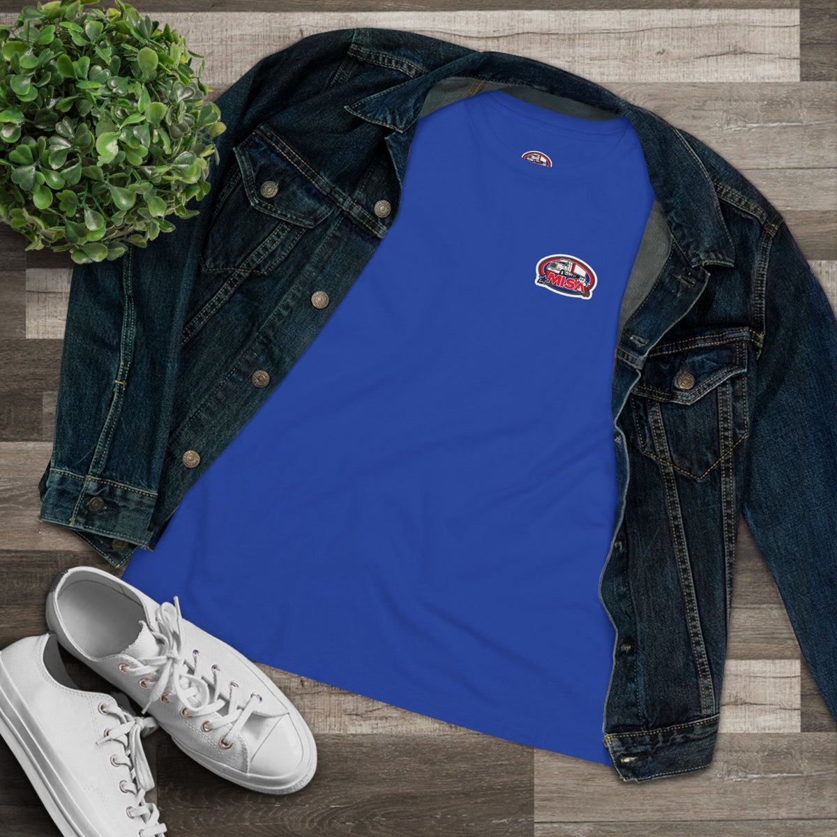 Women's cotton T-shirt by Printify featuring a graphic design that says "We Drive America's Economy" on an athletic heather fabric.