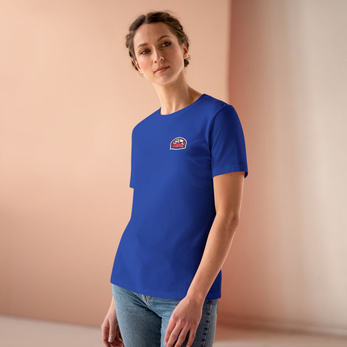Women's cotton T-shirt by Printify featuring a "We Drive America's Economy" graphic on athletic heather fabric.