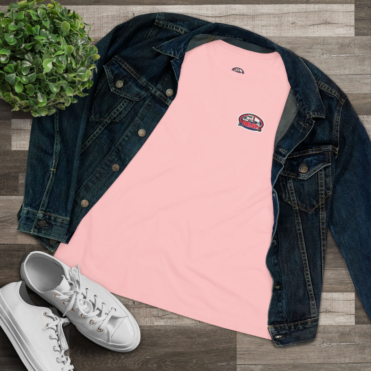 Women's cotton T-shirt with "We Drive America's Economy" graphic in athletic heather, by Printify.