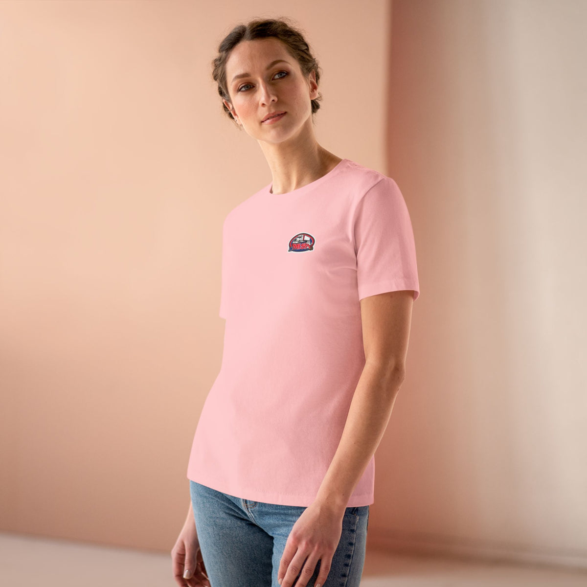 Women's cotton T-shirt by Printify featuring a "We Drive America's Economy" graphic on athletic heather fabric.