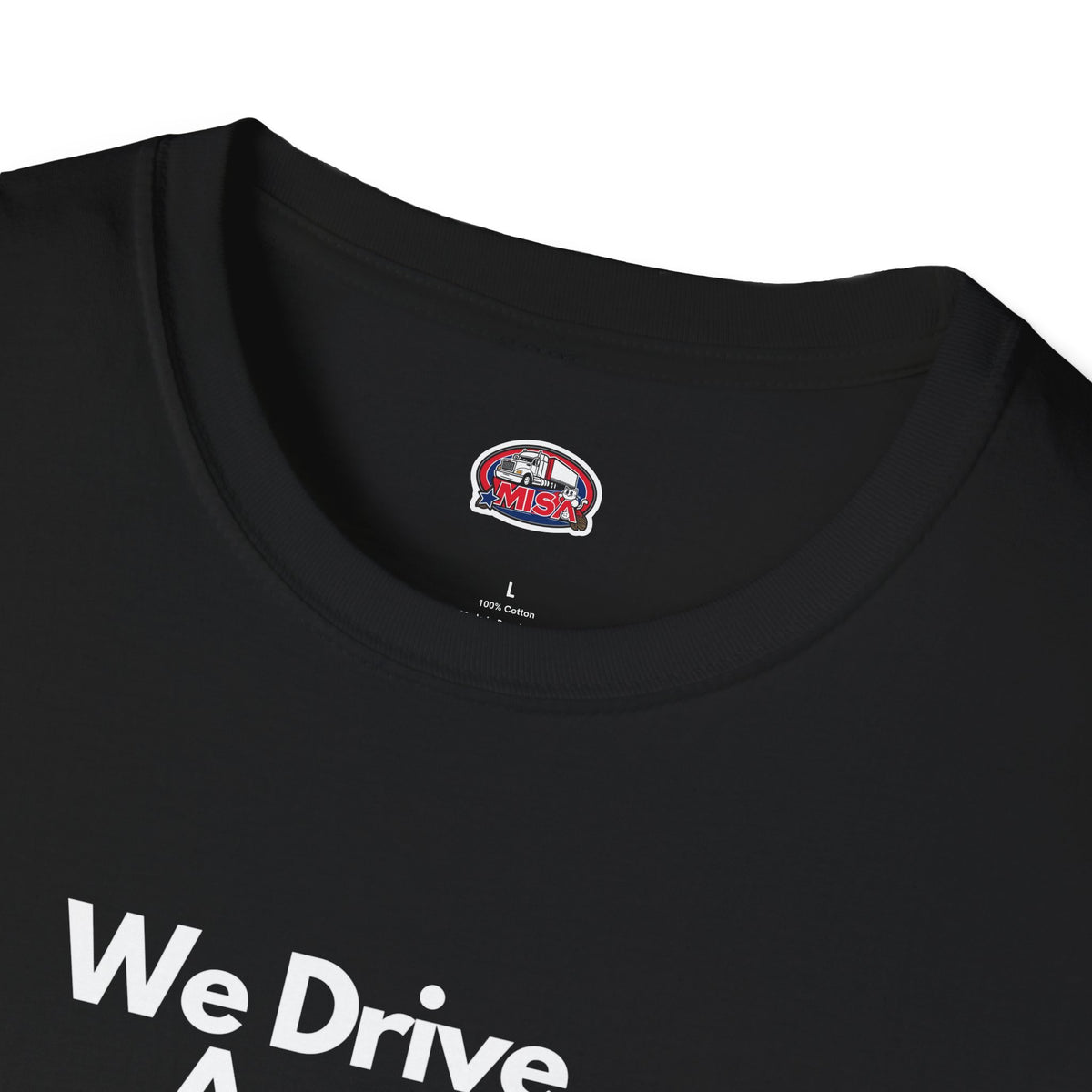 Charcoal unisex softstyle T-shirt with vintage truck design and "We Drive America’s Economy" slogan by Printify.
