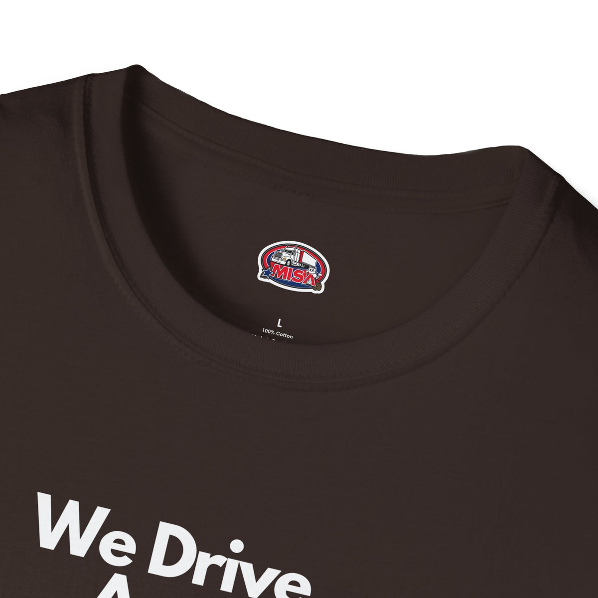 Charcoal unisex softstyle T-shirt with vintage truck graphic and "We Drive America's Economy" slogan by Printify.