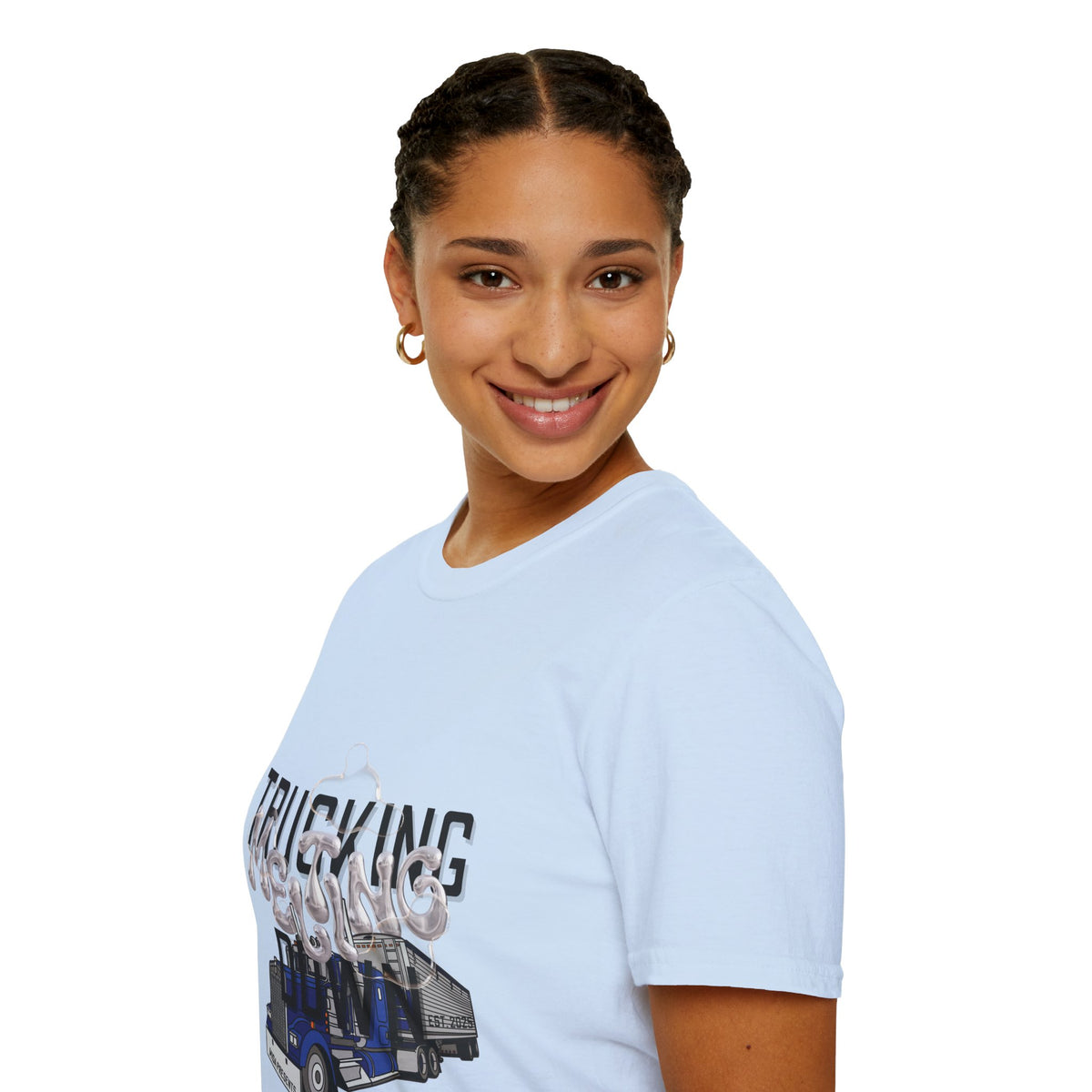 Unisex Heather Navy T-Shirt from Printify's Trucking Melting Down collection, featuring trucking and freight broker design.