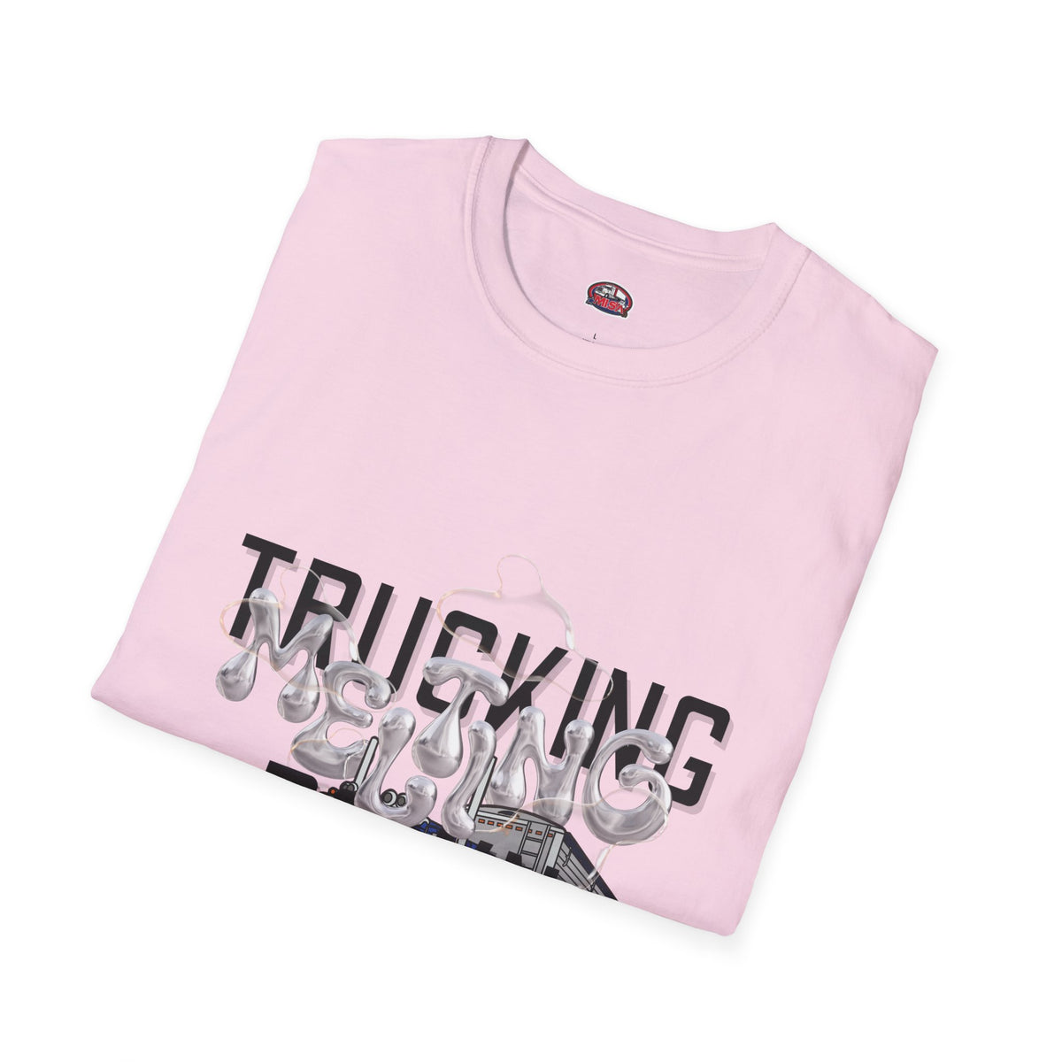 Unisex Heather Navy T-Shirt from Printify's Trucking Melting Down collection, featuring trucking and freight broker graphics.