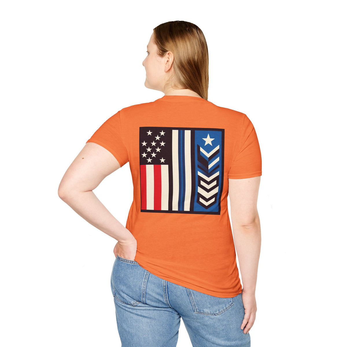 White patriotic unisex T-shirt by Printify featuring "We Drive America's Economy" design, casual and comfortable fit.