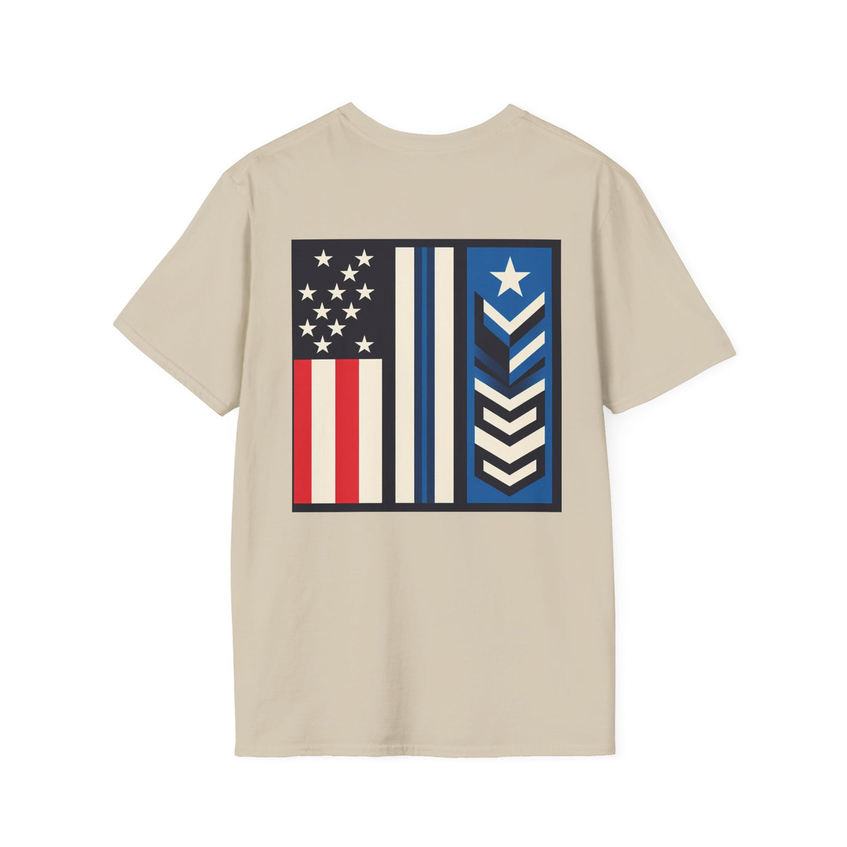 White patriotic unisex T-shirt by Printify featuring "We Drive America's Economy" design, displayed on a flat lay.