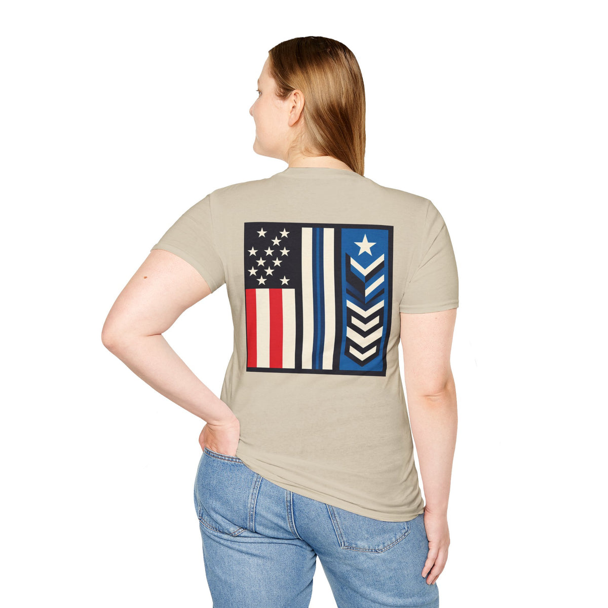 White unisex patriotic T-shirt by Printify featuring "We Drive America's Economy" design, casual and comfortable for everyday wear.