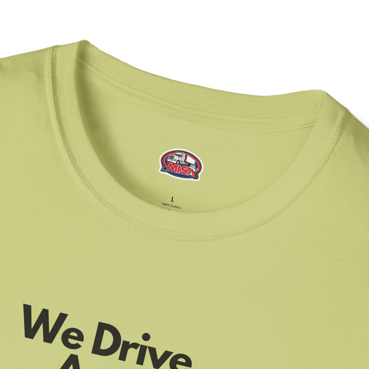 White unisex patriotic T-shirt by Printify featuring a "We Drive America's Economy" design on the front.