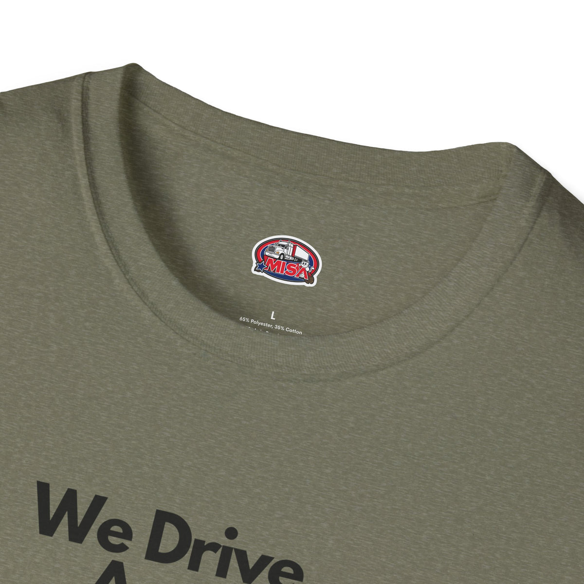 White unisex patriotic T-shirt by Printify featuring "We Drive America's Economy" design, perfect for casual wear.