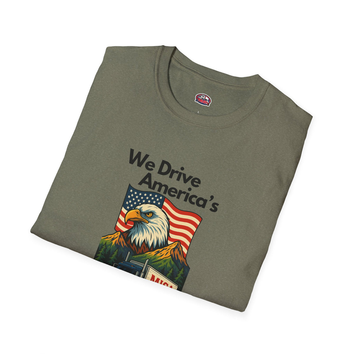 White patriotic unisex T-shirt by Printify featuring "We Drive America's Economy" design.