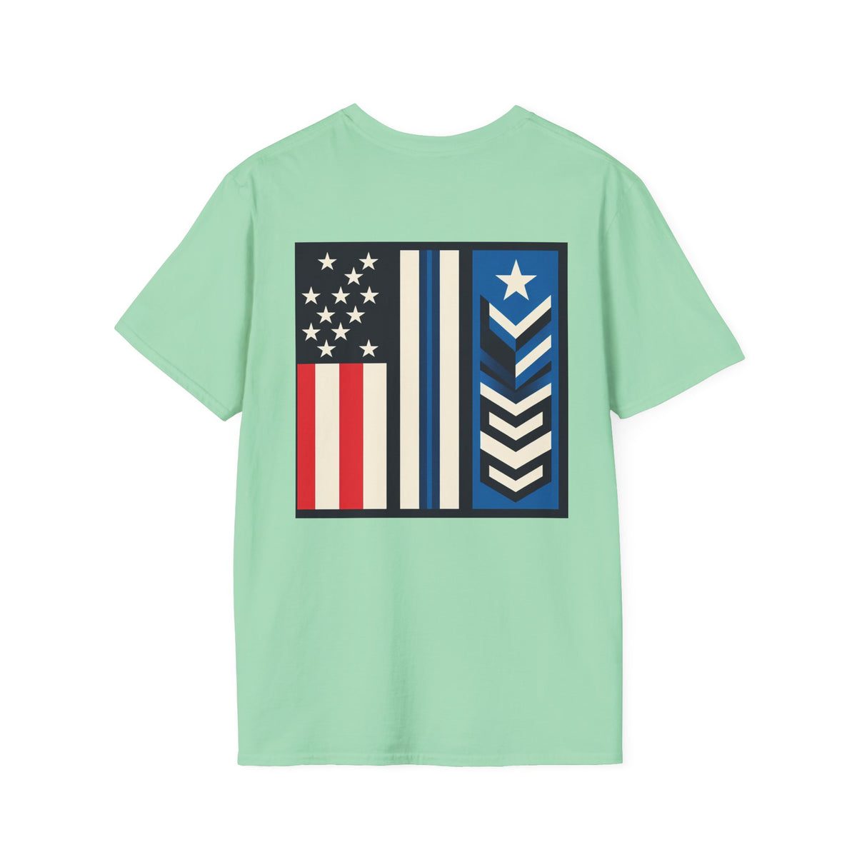 White patriotic unisex T-shirt by Printify featuring "We Drive America's Economy" design printed on the front.
