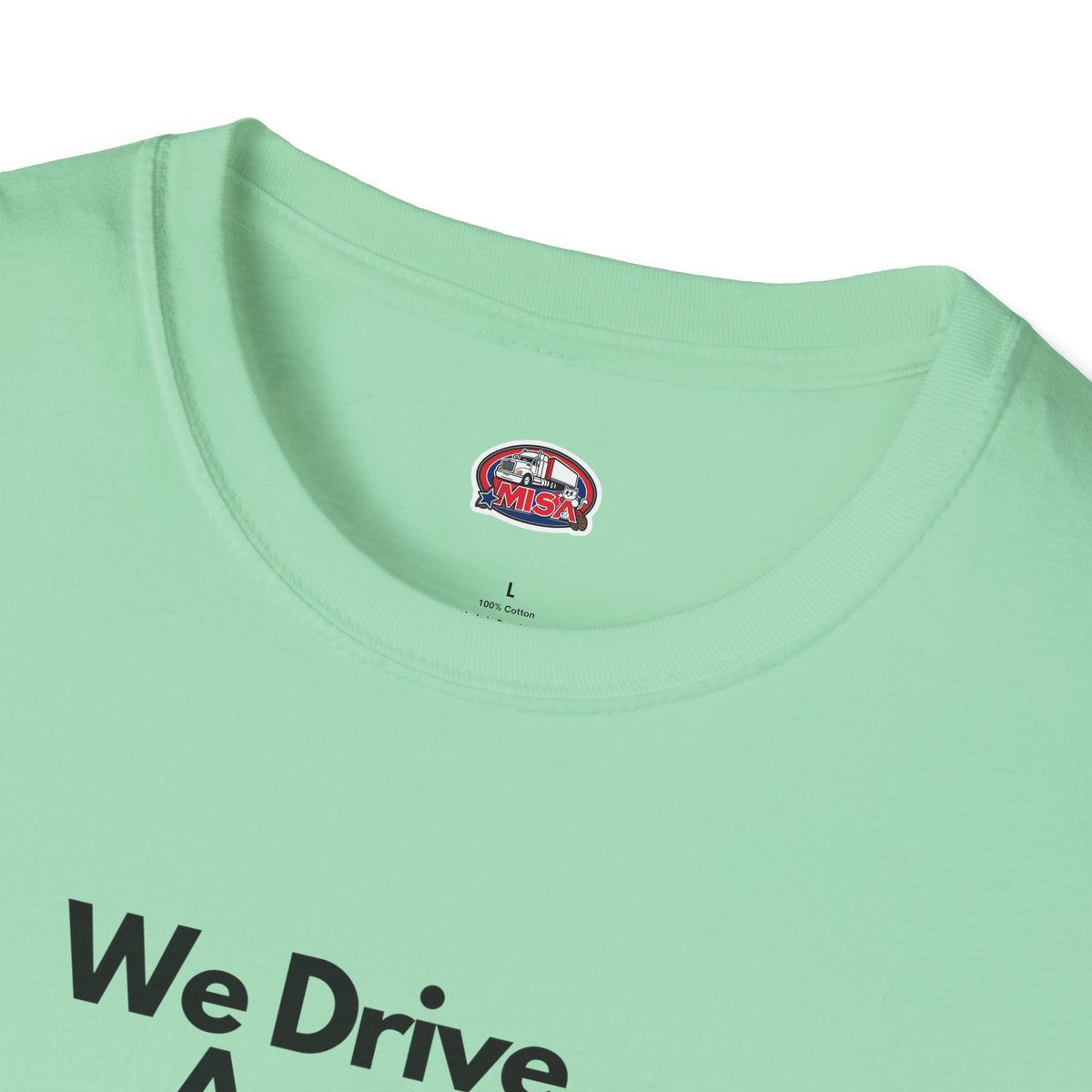 White unisex patriotic T-shirt by Printify featuring a "We Drive America's Economy" design.