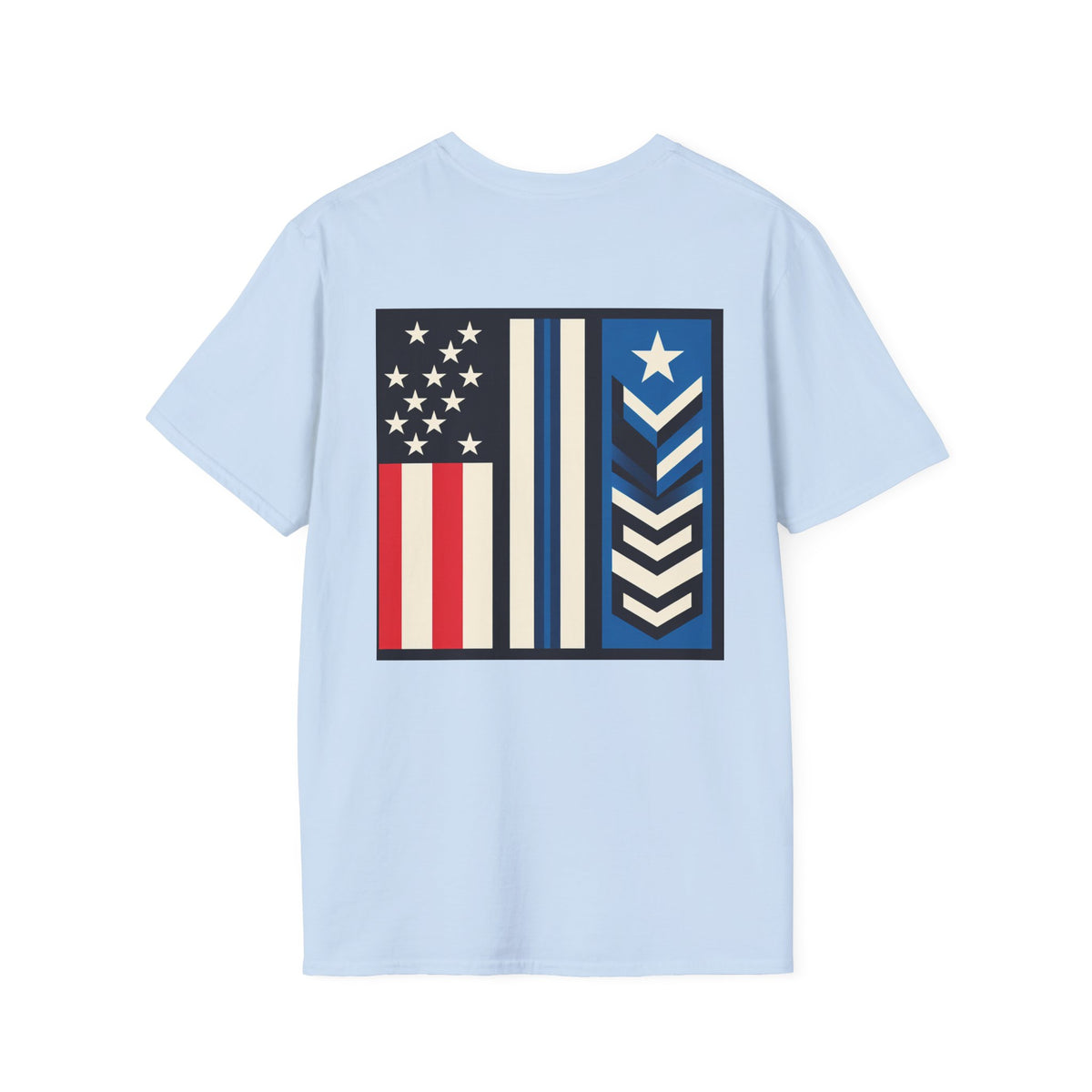 White patriotic unisex T-shirt by Printify featuring a "We Drive America's Economy" design.
